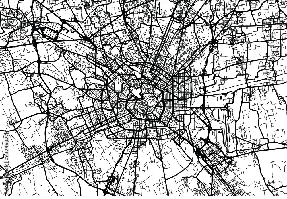 Urban vector city map of Milan, Italy