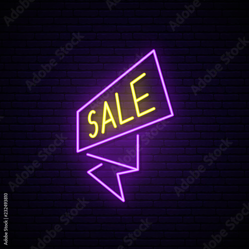 Black Friday neon signboard. Light Sale flash. Vector design template.