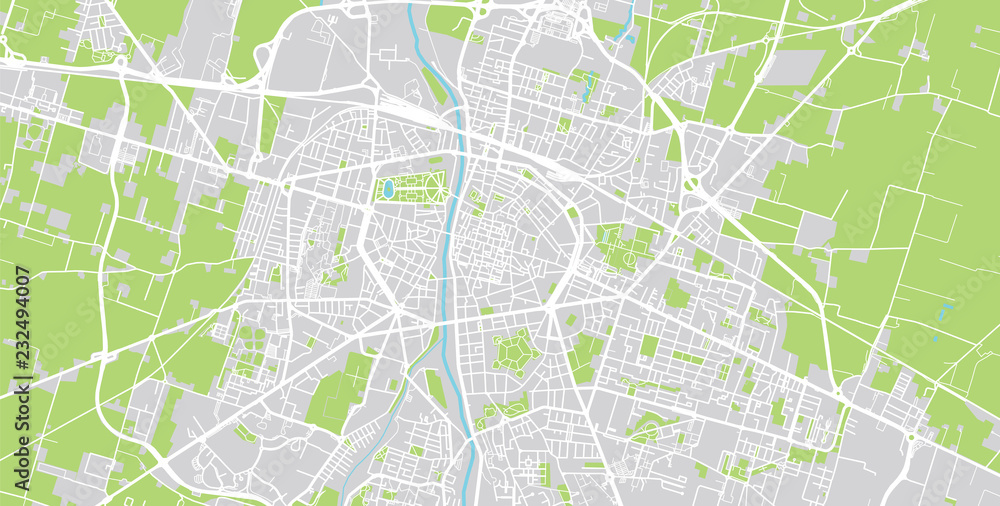 Urban vector city map of Parma, Italy