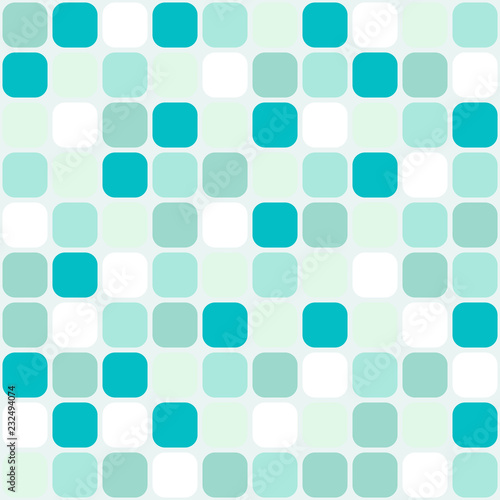 Simple seamless pattern of rounded squares. Cold winter colors. Blue and white