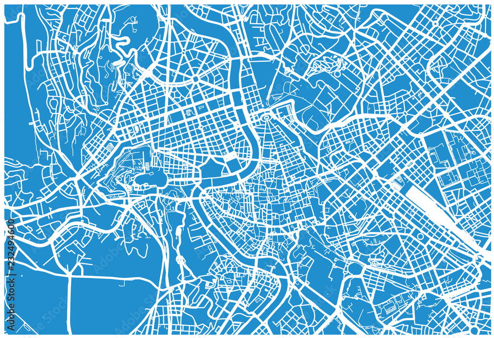 Urban vector city map of Rome, Italy