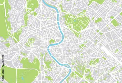Urban vector city map of Rome, Italy