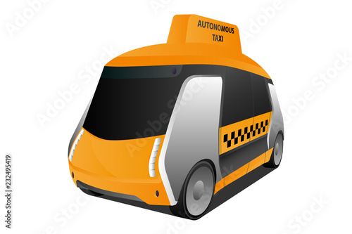 Autonomous self driving taxi. Vector illustration.