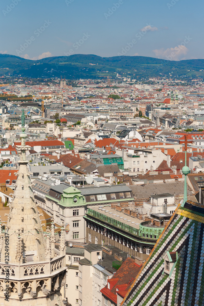 ..Vienna, Austria, September 09,2018: Aerial view of Vienn, from the Stephansdom cathedral.
