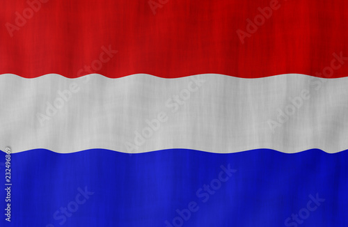 Illustration of a Dutch flag painted on the papier pasted on the woody wall
