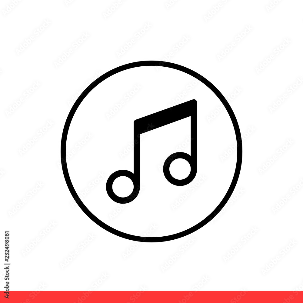 Music icon, note symbol. Vector illustration Music icon, note symbol. Vector illustration