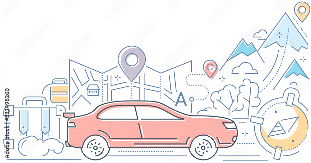 Naklejka premium Navigation - modern line design style vector illustration