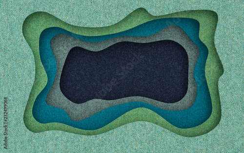 Fabric texture cut abstract background with flowing cut shapes. 3d rendering.