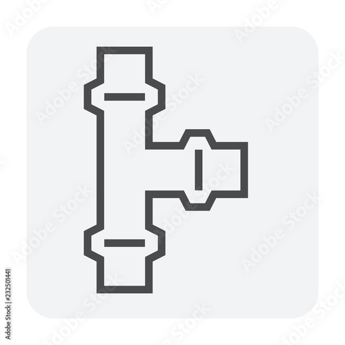 Pipe vector icon. Connection by flange fitting. Part for pipeline construction to transportation water, oil and gas. Also for water supply infrastructure, wastewater treatment, plumbing and irrigation