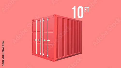 Red Shipping Cargo standard cargo 10 feet Container for Logistics and Transportation Isolated On White Background Vector Illustration Easy To Change