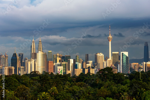 Photography Beautiful landscape view of Kuala Lumpur city centre in the evening overcast sky