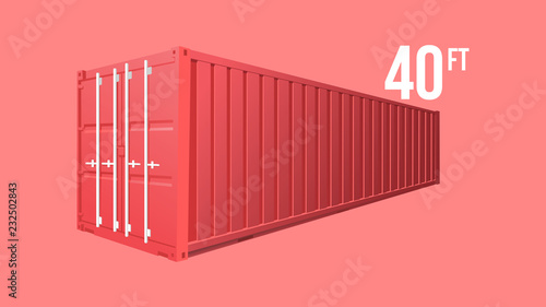 Red Shipping Cargo standard cargo 40 feet Container for Logistics and Transportation Isolated On White Background Vector Illustrat