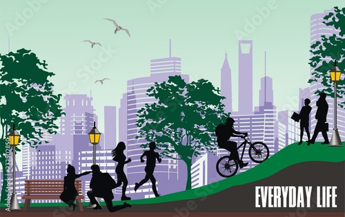 Outdoor life outside the city in the vector