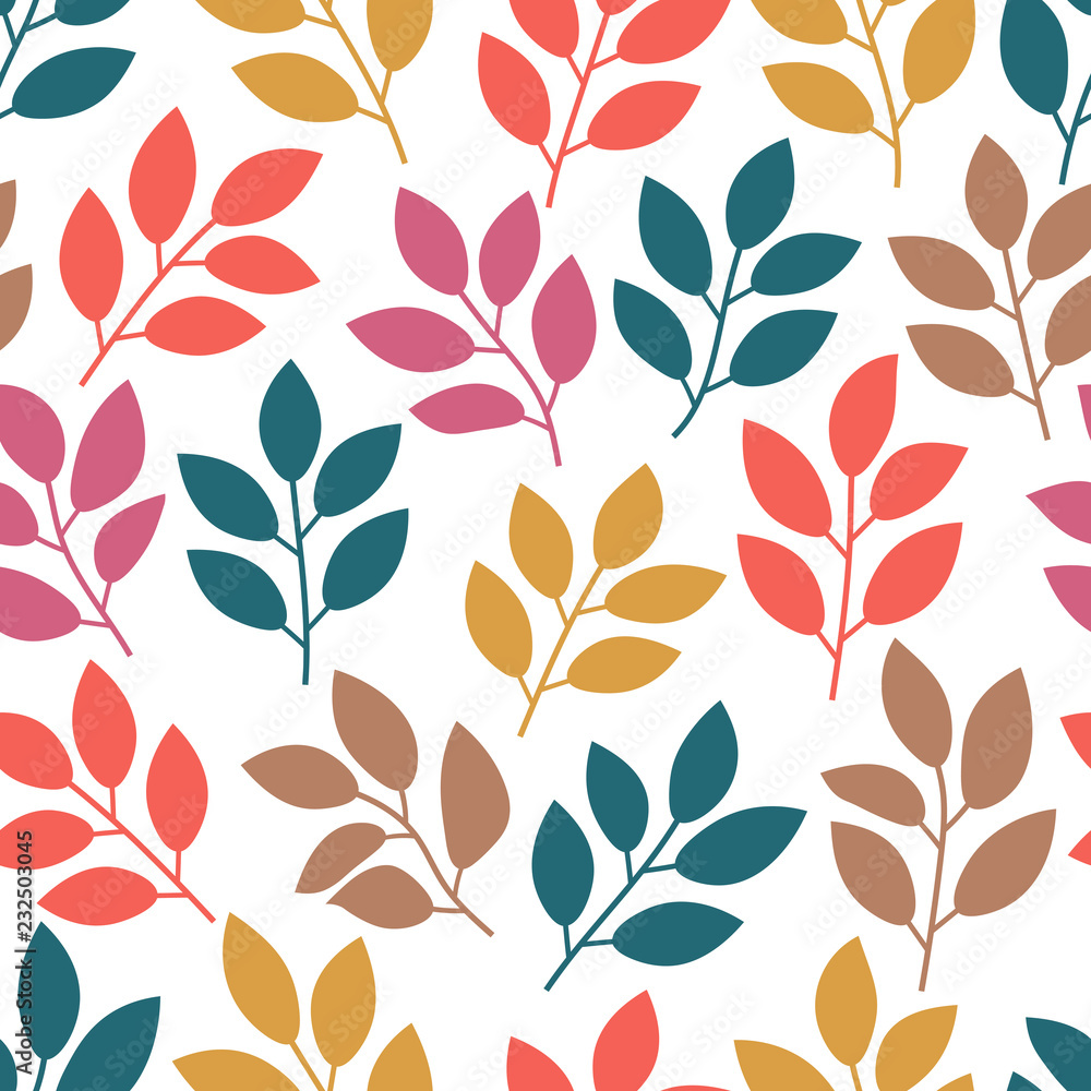 Floral seamless pattern with branches and leaves. Vector illustration. Floral seamless pattern with branches and leaves. Vector illustration.