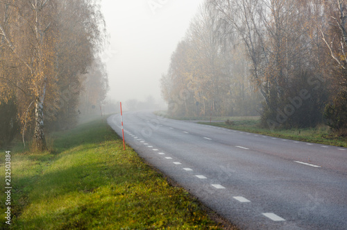Misty road in the morning