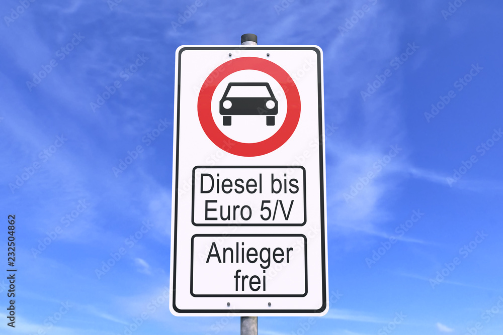 Diesel - Fahrverbot - Verkehrsschild - Innenstadt Diesel - Fahrverbot - Verkehrsschild - Innenstadt