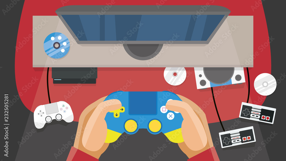 Gaming room from first preson point of view. Gaming room from first preson point of view.