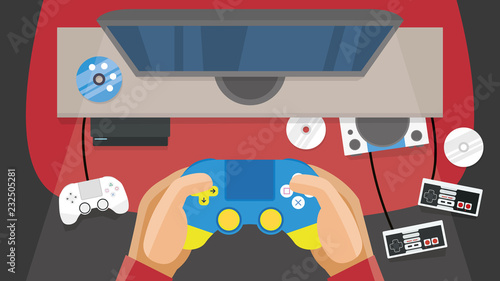 Gaming room from first preson point of view.