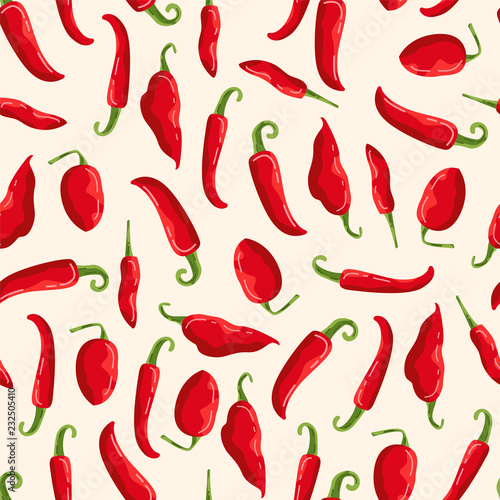 Spicy hot pepper seamless pattern composition.