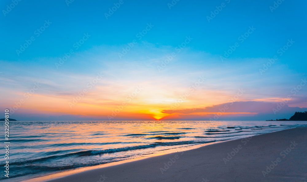 Summer Beautiful ocean landscape at sunset time.Welcome High Season