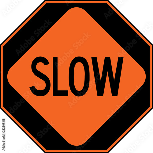 United States of America road construction sign: go / slow / stop
three panels to use by hand