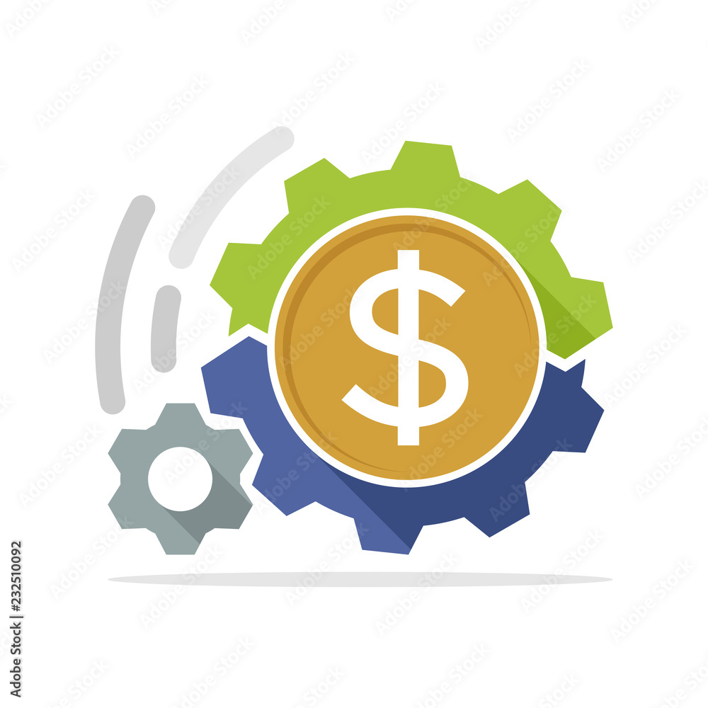 Vector illustration icon with the concept of a dollar-making money machine Vector illustration icon with the concept of a dollar-making money machine