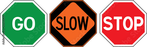Obraz na płótnie United States of America road construction sign: go / slow / stop
three panels to use by hand w salonie