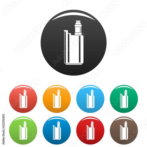 Vape box icons set 9 color vector isolated on white for any design
