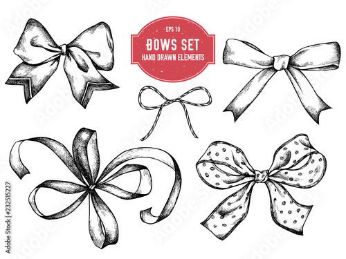 Vector collection of hand drawn bows
