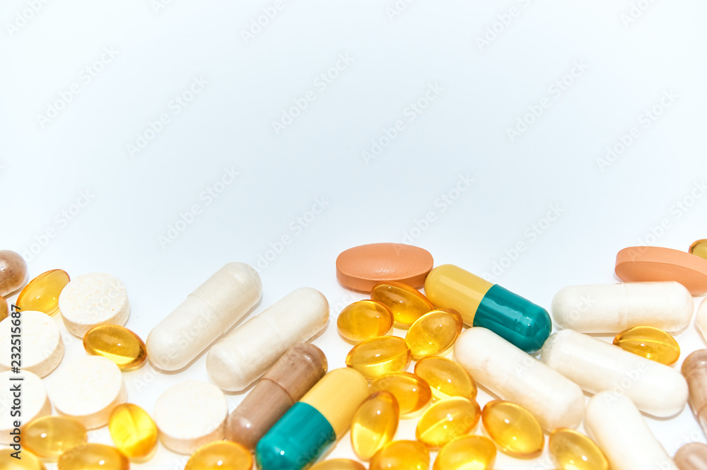 Piils background. Tablets. Medical background with pills and vitamins. Piils background. Tablets. Medical background with pills and vitamins.