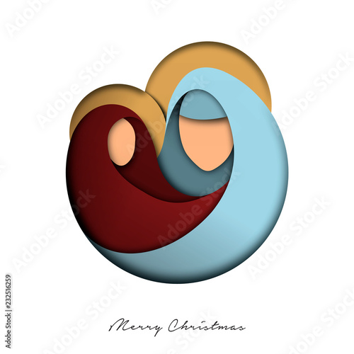 Christmas paper cut card of jesus and holy family