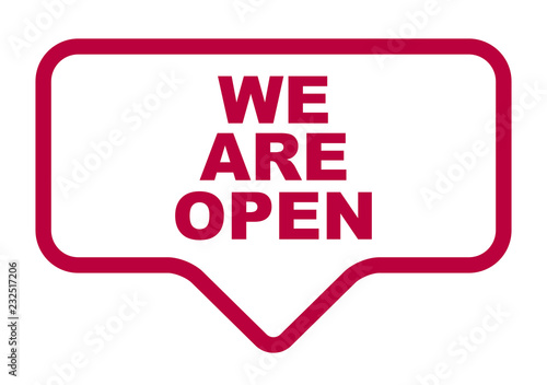 red vector banner we are open