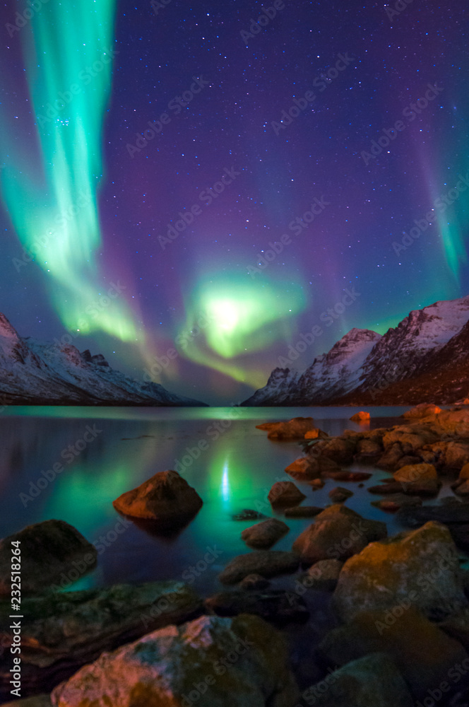 The polar lights in Norway. Tromso.