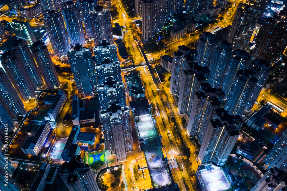 Fototapeta premium Hong Kong residential district at night