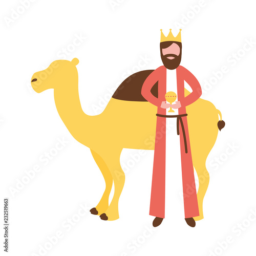 epiphany wise king with gift and camel