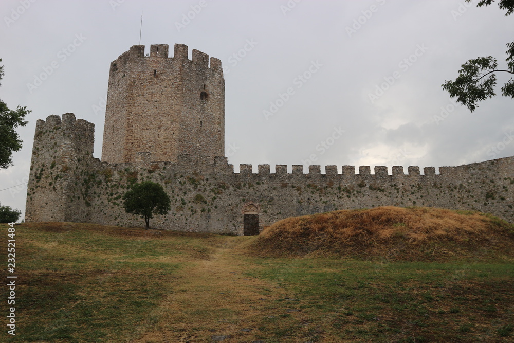Wall and main tower of the medieval Platamonas castle, Greece Wall and main tower of the medieval Platamonas castle, Greece