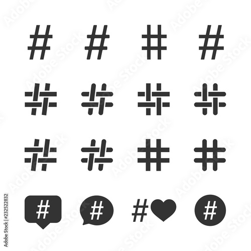 Vector image set of hashtag icons.