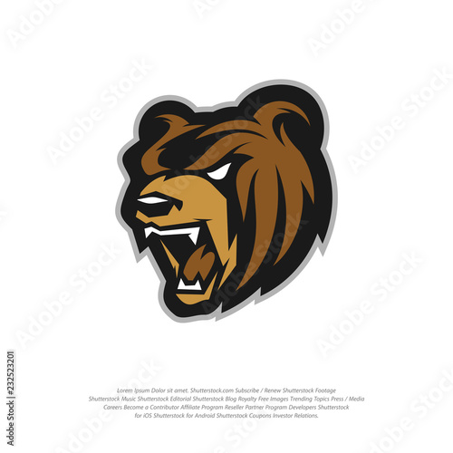 Bear Logo design vector. Modern professional grizzly bear logo for a sport team