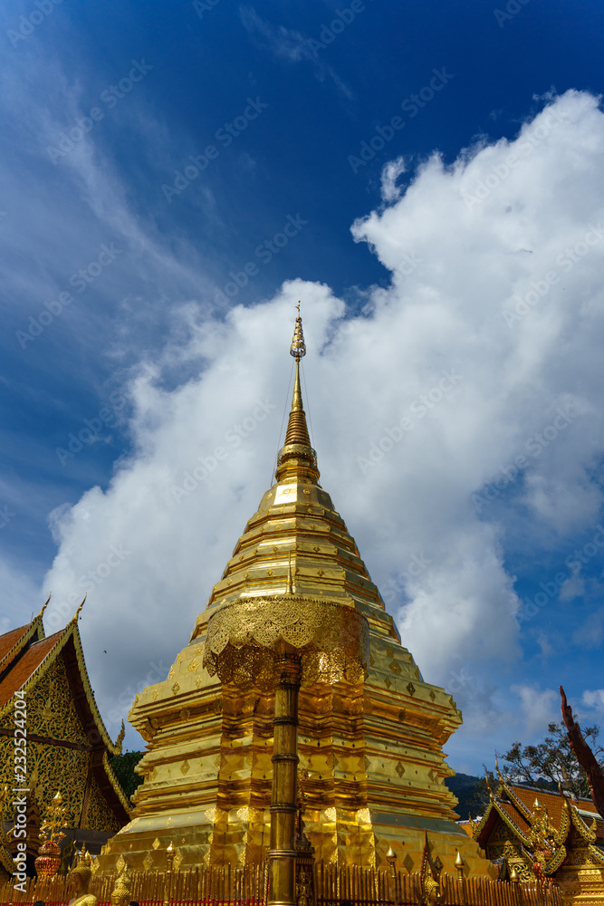 Fototapeta premium Wat Phra That Doi Suthep is a Theravada buddhist temple at beautiful near Chiang Mai, Thailand