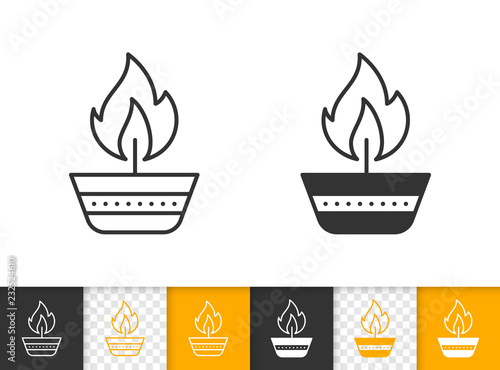 Candle Flame simple fire black line vector icon