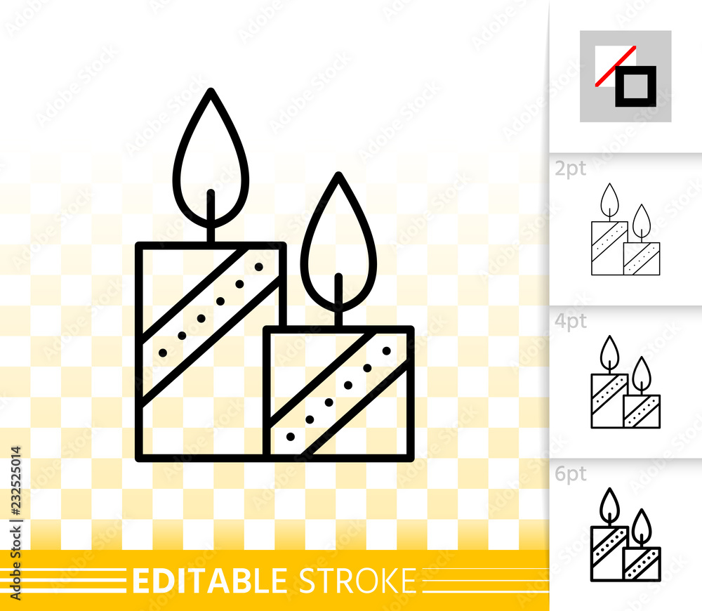 Fototapeta premium Candle Flame simple fire black line vector icon