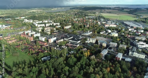 Flying above the City of Forssa in Finland on a late summer early autumn photo