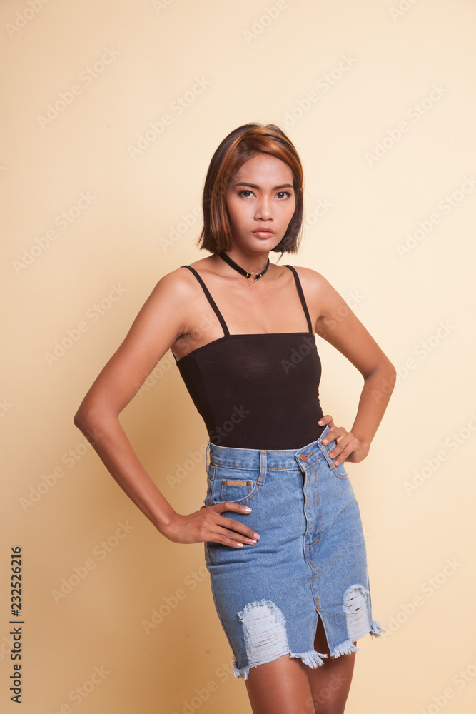 Portrait of beautiful young Asian woman.