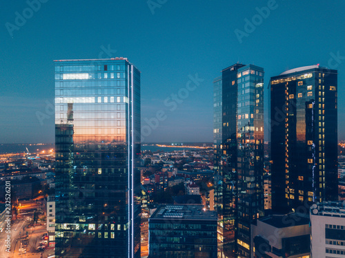 Aerial view of city Tallinn, Estonia Business District