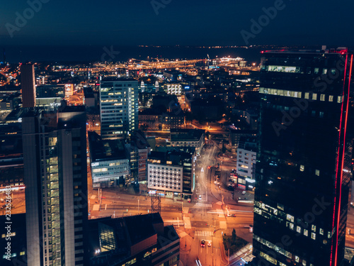Aerial view of city Tallinn, Estonia Business District
