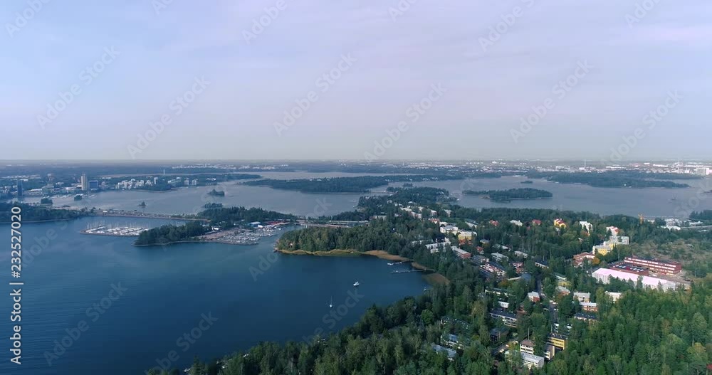 Views from the air above Lauttasaari part of Helsinki Finland on day with clouds Views from the air above Lauttasaari part of Helsinki Finland on day with clouds