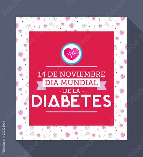 Dia mundial de la Diabetes  World Diabetes Day 14 november spanish text. Vector illustration card  poster or banner