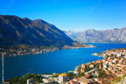 Top view of Kotor bay, Montenegro