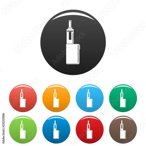 Mod box icons set 9 color vector isolated on white for any design
