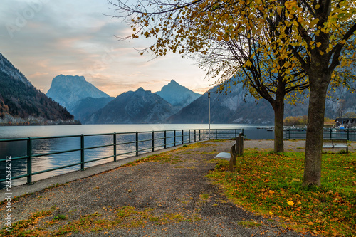 Sunrise at Traunsee lake, Ebensee, a market town in the Traunviertel region of the Austrian state of Upper Austria, located within the Salzkammergut Mountains © hungry_herbivore
